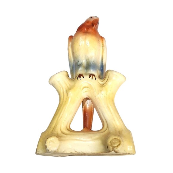 Parrot Flower Bud Vase Colorful‎ Avian Bird Czechoslovakia Dime Mark 5.75" Tall - Picture 8 of 9